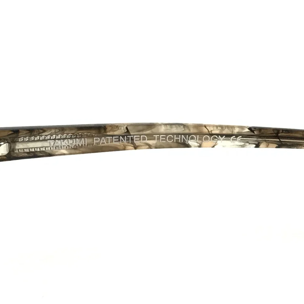 Takumi Eyeglasses Frames TK1145 10 Brown Yellow Marble Horn Geometric 52-19-140